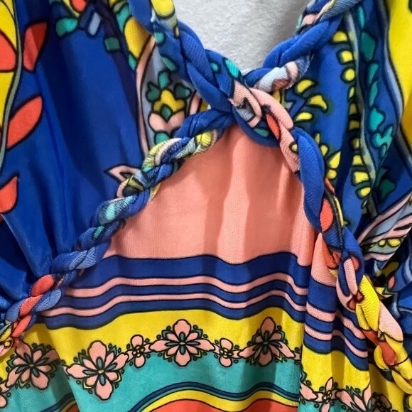 Flattering rope detailed vibrant colors empire waist dress size small - Picture 3 of 5